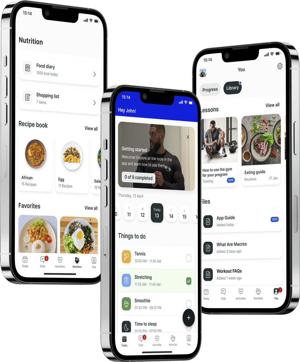 A mockup of the coaching app showcasing the features.